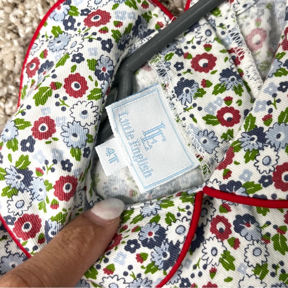 Little English Dress Women’s 4T Red, Blue and White Floral Print - Picture 3 of 4